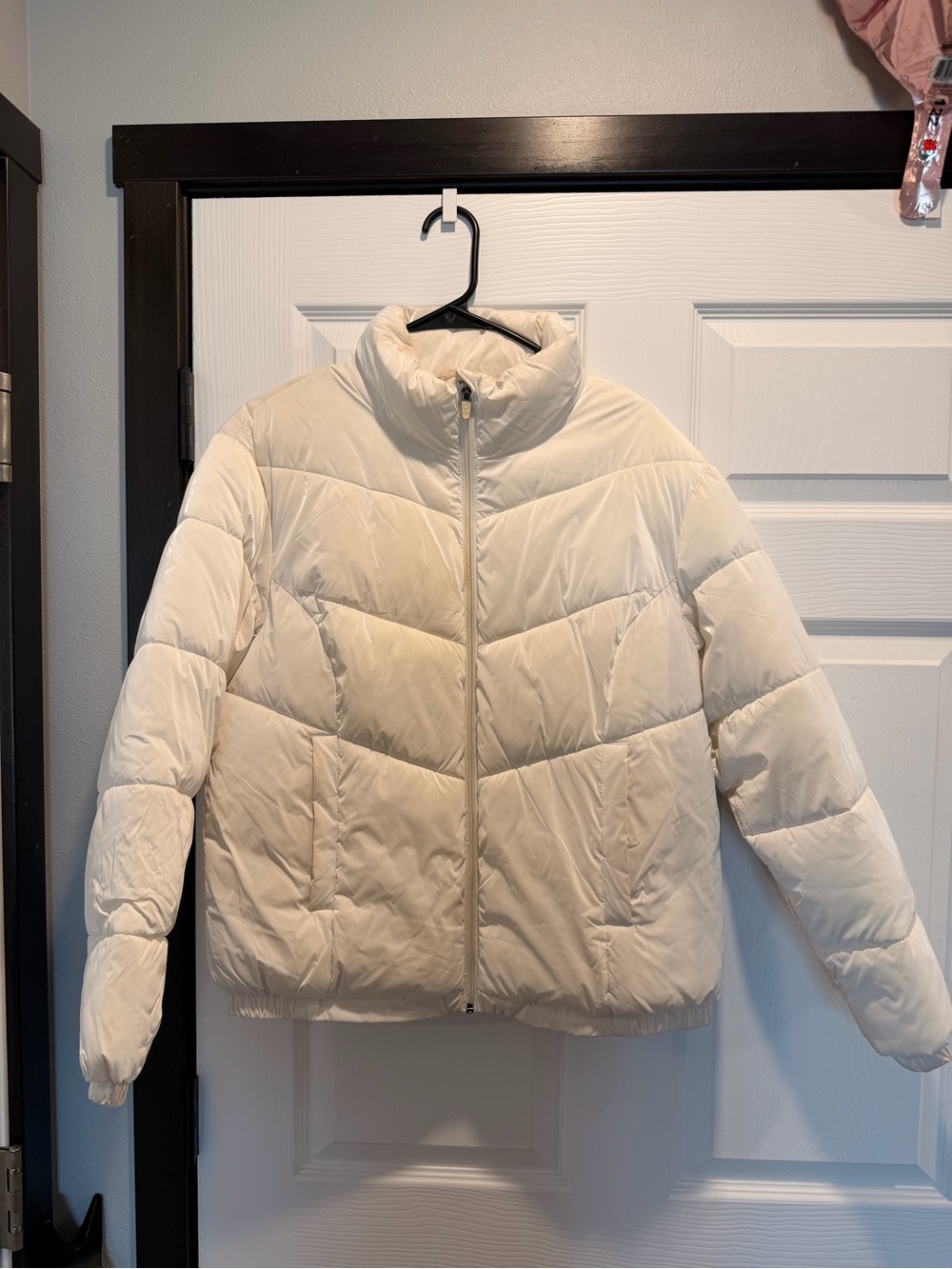 Xersion Cream Quilted Puffer Jacket with High Collar